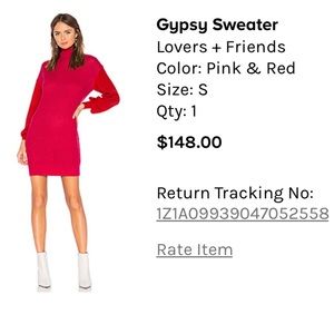 Revolve Pink & red sweater dress